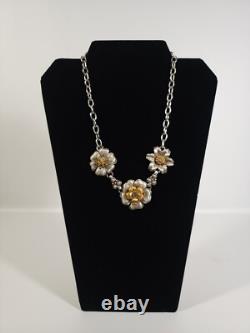 Ensemble de fleurs en cristal rétro de Brighton avec collier réversible bicolore et bague