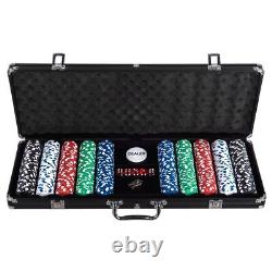 Ensemble de jetons de poker de casino 500 pièces Texas Hold'em jeu de cartes professionnel & mallette