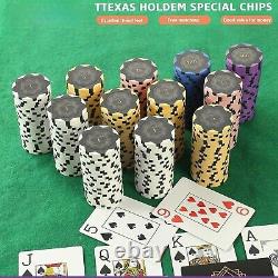 Ensemble de jetons de poker en argile de haute qualité de 13,5 g (500 pièces), Texas Holdem, mallette intérieure en cuir