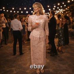 Ensemble de jupe en dentelle pêche VTG élégant Lorrie Kabala 2 pièces des années 1980, taille 4-6 éblouissant.