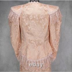 Ensemble de jupe en dentelle pêche VTG élégant Lorrie Kabala 2 pièces des années 1980, taille 4-6 éblouissant.