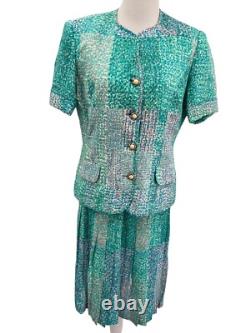 Ensemble de jupe en soie Anne Crimmins Umi Collections taille 12 manches courtes vintage années 80