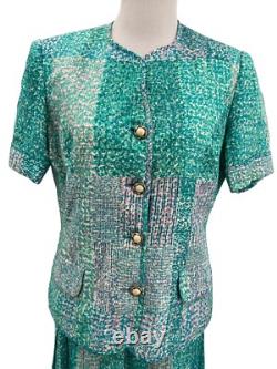 Ensemble de jupe en soie Anne Crimmins Umi Collections taille 12 manches courtes vintage années 80