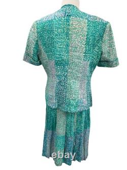 Ensemble de jupe en soie Anne Crimmins Umi Collections taille 12 manches courtes vintage années 80