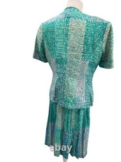 Ensemble de jupe en soie Anne Crimmins Umi Collections taille 12 manches courtes vintage années 80