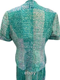 Ensemble de jupe en soie Anne Crimmins Umi Collections taille 12 manches courtes vintage années 80