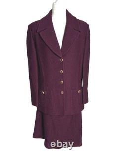 Ensemble de jupe et veste en tricot St. John Collection Marie Gray 2 pièces taille 14 bordeaux