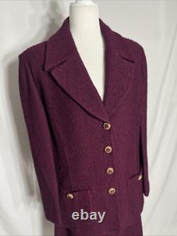 Ensemble de jupe et veste en tricot St. John Collection Marie Gray 2 pièces taille 14 bordeaux