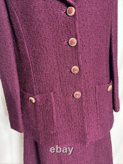 Ensemble de jupe et veste en tricot St. John Collection Marie Gray 2 pièces taille 14 bordeaux