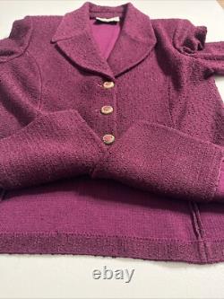 Ensemble de jupe et veste en tricot St. John Collection Marie Gray 2 pièces taille 14 bordeaux