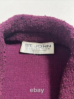Ensemble de jupe et veste en tricot St. John Collection Marie Gray 2 pièces taille 14 bordeaux
