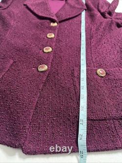 Ensemble de jupe et veste en tricot St. John Collection Marie Gray 2 pièces taille 14 bordeaux