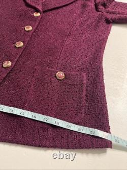 Ensemble de jupe et veste en tricot St. John Collection Marie Gray 2 pièces taille 14 bordeaux