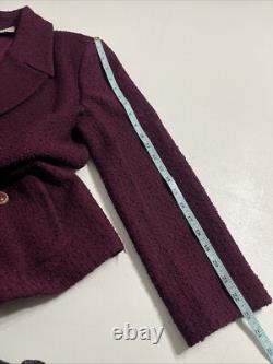Ensemble de jupe et veste en tricot St. John Collection Marie Gray 2 pièces taille 14 bordeaux