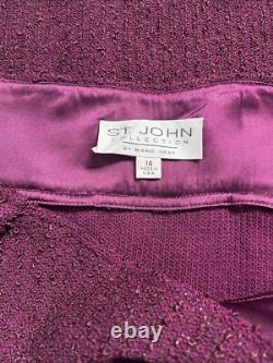 Ensemble de jupe et veste en tricot St. John Collection Marie Gray 2 pièces taille 14 bordeaux