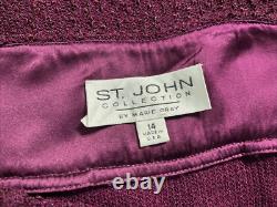 Ensemble de jupe et veste en tricot St. John Collection Marie Gray 2 pièces taille 14 bordeaux