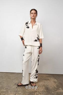Ensemble de pantalon et chemise brodé floral Zara Zw Collection