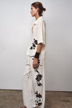 Ensemble de pantalon et chemise brodé floral Zara Zw Collection