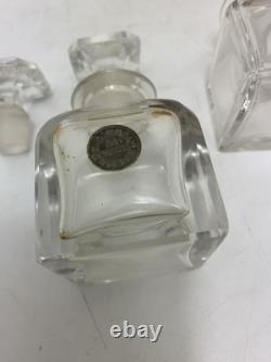 Ensemble de parfum Rimmel antique du 19e siècle, deux flacons en verre dans un étui de voyage en velours, Londres