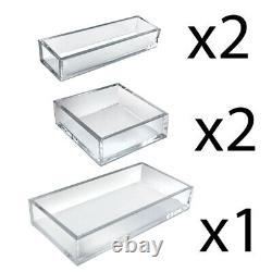 Ensemble de plateaux en acrylique transparent de luxe Azar Displays 5 pièces, deux rectangles étroits