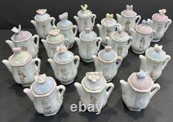 Ensemble de présentoir à épices Vintage Precious Moments avec 18 pots en céramique