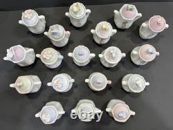 Ensemble de présentoir à épices Vintage Precious Moments avec 18 pots en céramique
