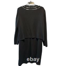 Ensemble de soirée en tricot Santana 2 pièces avec robe et veste zippée taille 16 de la collection St. John