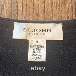 Ensemble de soirée en tricot Santana 2 pièces avec robe et veste zippée taille 16 de la collection St. John