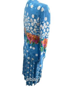 Ensemble de tailleur en soie Anne Crimmins Umi Collections à pois bleus taille 12 vintage années 80