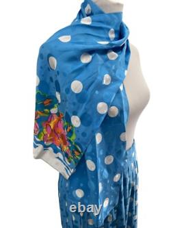 Ensemble de tailleur en soie Anne Crimmins Umi Collections à pois bleus taille 12 vintage années 80