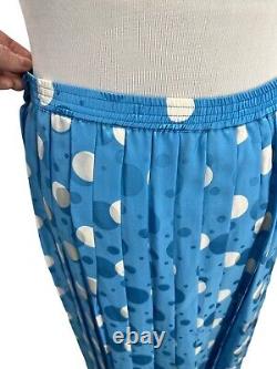 Ensemble de tailleur en soie Anne Crimmins Umi Collections à pois bleus taille 12 vintage années 80