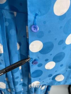 Ensemble de tailleur en soie Anne Crimmins Umi Collections à pois bleus taille 12 vintage années 80