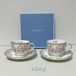 Ensemble de tasse et sous-tasse Collection Blossom de Wedgwood Printemps Deux Japon Sakura Rose Blanc