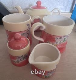 Ensemble de thé Whittard pour deux 2005 Jane Massey complet 5 pièces collectionnable vintage