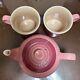 Ensemble De Théière Le Creuset Une Petite Théière Et Deux Mugs Ss Rose Quartz Pink