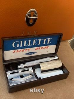 Ensemble de toilettage Vintage TWO TIX Gillette avec rasoir vintage et étui en cuir