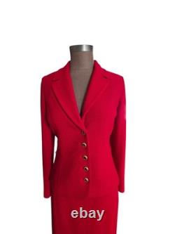 Ensemble de tricot 2 pièces St. John : veste et jupe ROUGE, taille 6