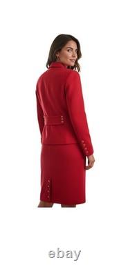 Ensemble de tricot 2 pièces St. John : veste et jupe ROUGE, taille 6