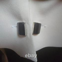 Ensemble de veste et jupe en tuxedo en laine et soie noire et blanche Doncaster pour femmes taille 12