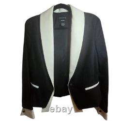 Ensemble de veste et jupe en tuxedo en laine et soie noire et blanche Doncaster pour femmes taille 12