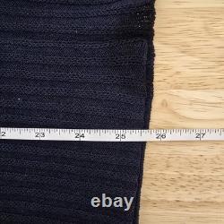 Ensemble de veste et robe St. John pour femmes 10 12 en tricot côtelé bleu marine avec boutons dorés