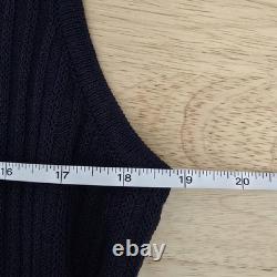 Ensemble de veste et robe St. John pour femmes 10 12 en tricot côtelé bleu marine avec boutons dorés