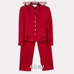 Ensemble deux pièces en maille St. John Collection pour femme, rouge et or, blazer à manches longues, taille 2