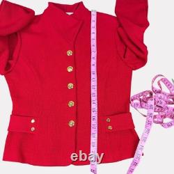 Ensemble deux pièces en maille St. John Collection pour femme, rouge et or, blazer à manches longues, taille 2