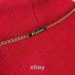 Ensemble deux pièces en maille St. John Collection pour femme, rouge et or, blazer à manches longues, taille 2