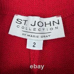 Ensemble deux pièces en maille St. John Collection pour femme, rouge et or, blazer à manches longues, taille 2