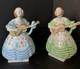 Ensemble En Porcelaine Herend Deux Filles Jouant De La Guitare Figurines Mme Dery