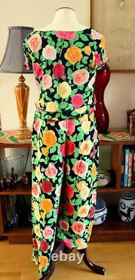 Ensemble floral vintage Emanuel Ungaro Paris Collection 2 pièces pantalon haut à volants 44/8
