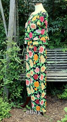 Ensemble floral vintage Emanuel Ungaro Paris Collection 2 pièces pantalon haut à volants 44/8