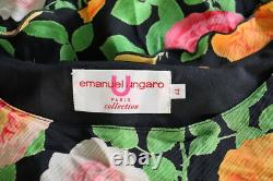 Ensemble floral vintage Emanuel Ungaro Paris Collection 2 pièces pantalon haut à volants 44/8